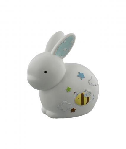 Blue Resin Rabbit Money Bank, Baby Gift, Cancer Research UK