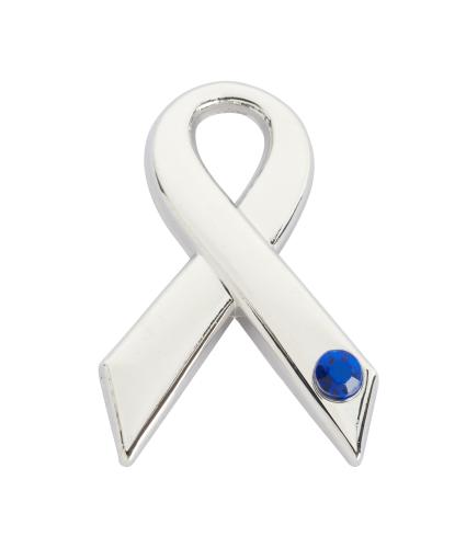 Blue Gem Ribbon Pin Badge