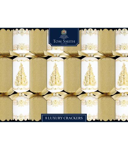 Tom Smith 8 Gold & Cream Luxury Christmas Crackers