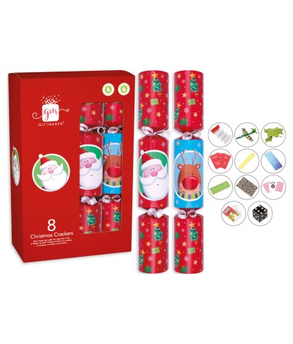 Novelty Festive Character Christmas Crackers - 8 Pack