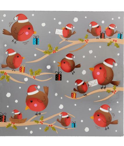 Robins On Branches Christmas Cards - Pack of 20