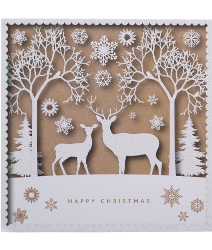Two Sparkly Reindeer Christmas Cards - Pack of 20
