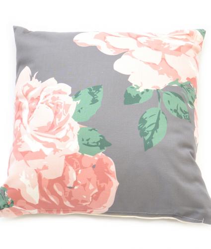 Pink and Grey Large Floral Cushion