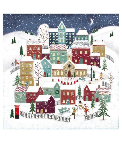 Moonlit Village Christmas Cards - Pack of 10