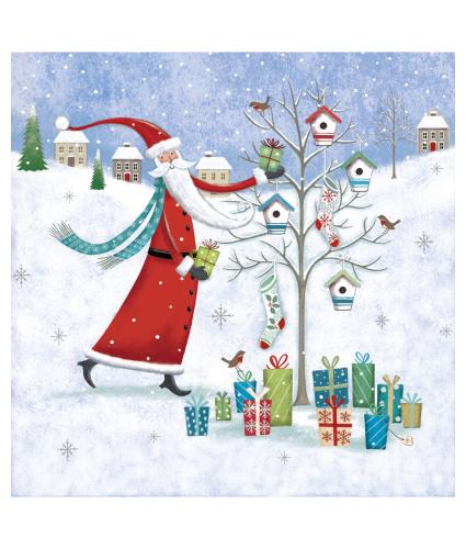 Santa Dressing Tree Christmas Cards - Pack of 10