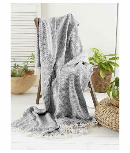 Green Living Collective Recycled Chevron Throw - Grey