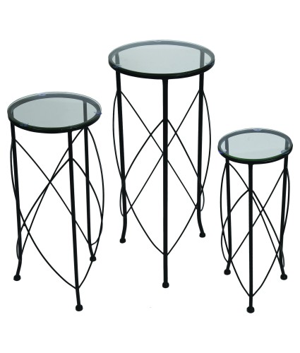 Set of 3 Tables / Plant Stands - Black