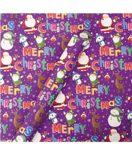 Tom Smith Purple Santa & Friends Wrapping Paper