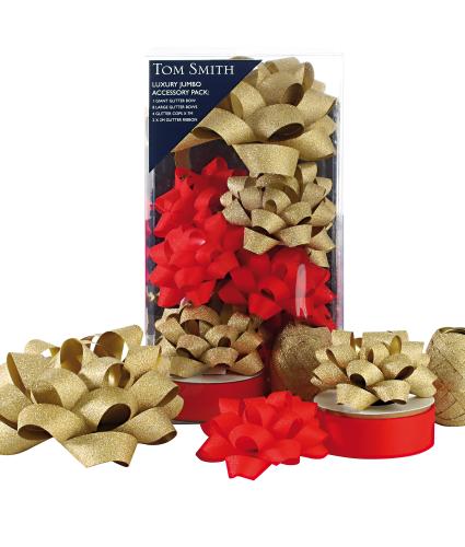 Tom Smith Jumbo Glitter Red & Gold Accessory Pack