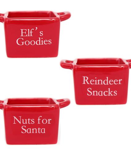 Red Santa Snack Bowl Set