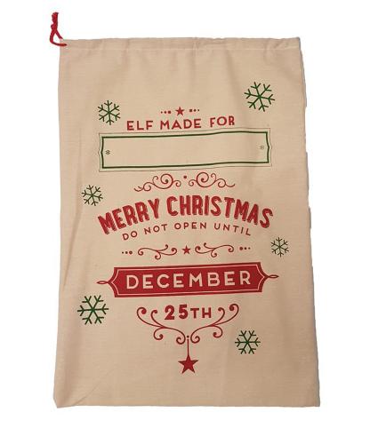 Customisable Hessian Elf Made Christmas Sack 