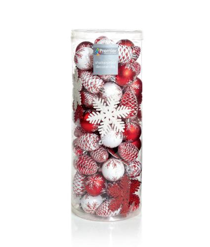 Red & White Bauble Pack of 84