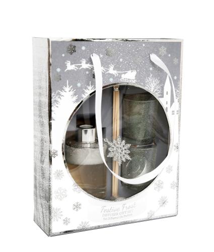  Festive Frost Snowglobe Diffuser & Tealight Gift Set