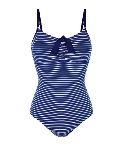Amoena Danielle Pocketed Swimsuit in Navy Stripe