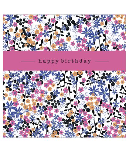 Bright Ditsy Floral Print Birthday Card