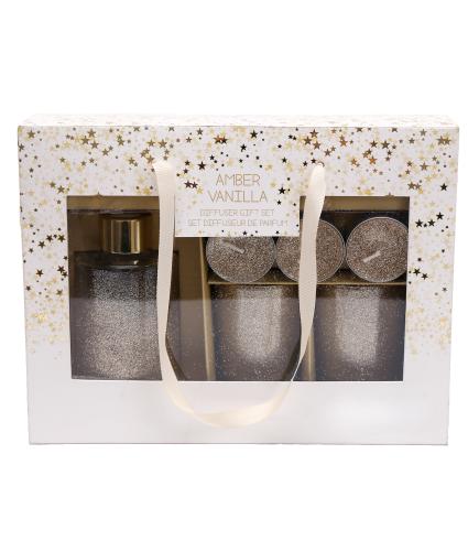 Gold Glitter Candle & Diffuser Gift Set