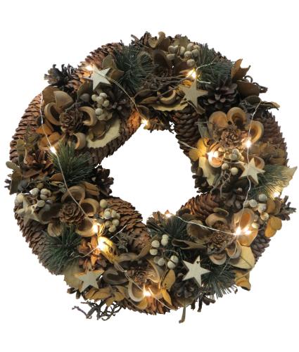 LED Natural Foliage Christmas Wreath
