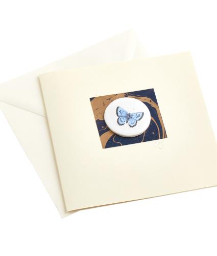 CB Ceramics Blue Butterfly Button Greetings Card 