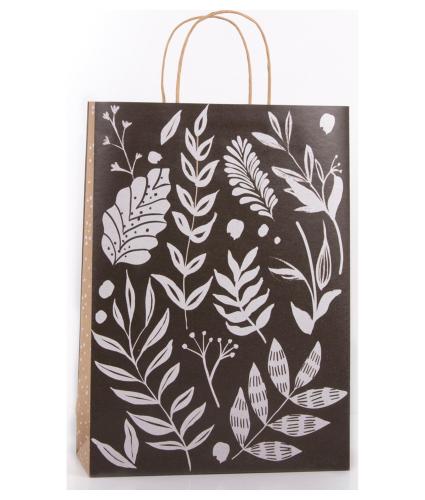 Eco Monochrome Leaf Gift Bag