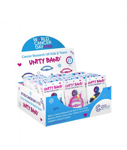 Cancer Research UK Kids & Teens Unity Band Fundraising Box, World Cancer Day, #ActofUnity