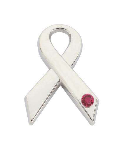 Pink Gem Ribbon Pin Badge