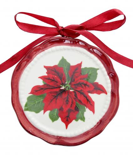 Poinsettia Ceramic Disk Cancer Research uk Christmas Gift