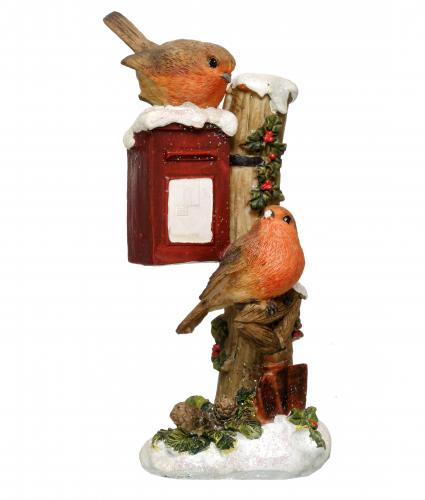 robin on post box resin cancer research uk christmas gift