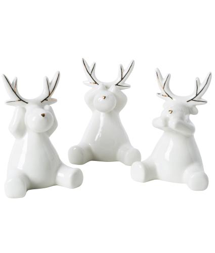 White & Gold 3 Wise Reindeers 