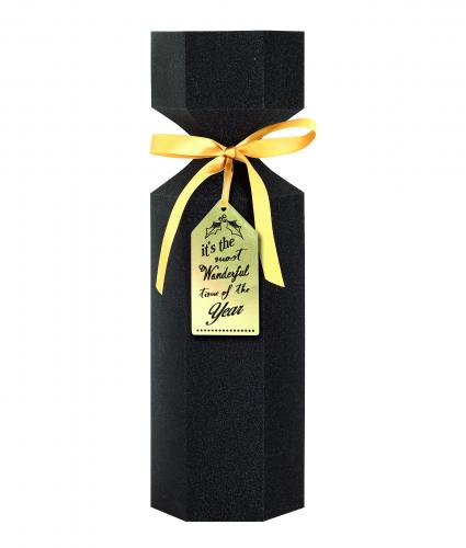 Luxury Bottle Box Black Glitter Cancer Research uk Christmas Box