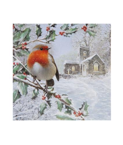 Robin In A Tree Christmas Cards - Pack of 10