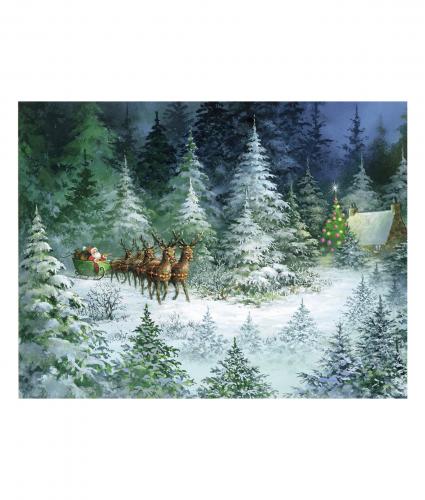 sleigh in forest cancer research uk christmas card 