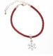 Red Leather Bracelet with Snowflake Charm