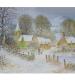 village scene mounted print cancer research uk christmas gift 