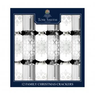 Tom Smith 12 Silver & White Family Christmas Crackers