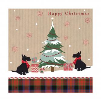 scotties with tartan cancer research uk christmas card 