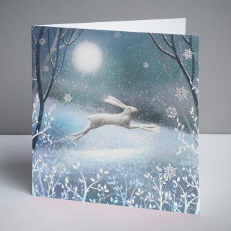 Moonlit Hare Christmas Cards, Pack of 10