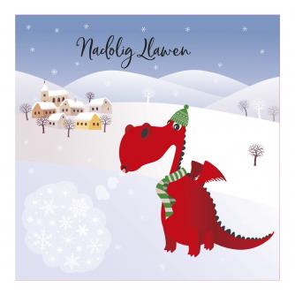 Dylan The Dragon Welsh Bilingual Christmas Cards - Pack of 10