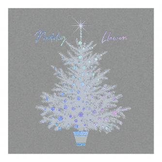 Solo Silver Holographic Tree Welsh Bilingual Christmas Cards - Pack of 10