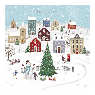 Village Snow Day Welsh Bilingual Christmas Cards - Pack of 10