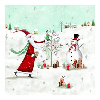 Father Christmas Winter Scene Christmas Cards - Pack of 20