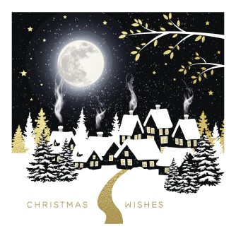 Black and White Hamlet Christmas Cards - Pack of 10