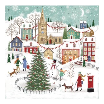 Festive Village Scene Christmas Cards - Pack of 10 or 20