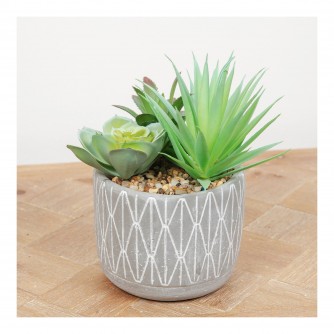 Artificial Green Succulent Plant in Diamond Pattern Pot