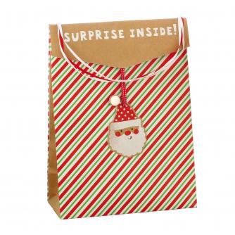 Festive Striped Christmas Gift Bag