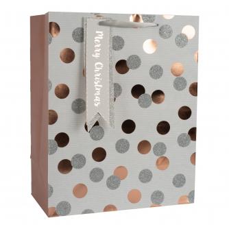 Silver and Rose Gold Spotty Gift Bag