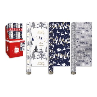 Recyclable 4m Midnight Blue Christmas Wrapping Paper