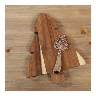 Wooden Christmas Tree Cheeseboard & Knife Set