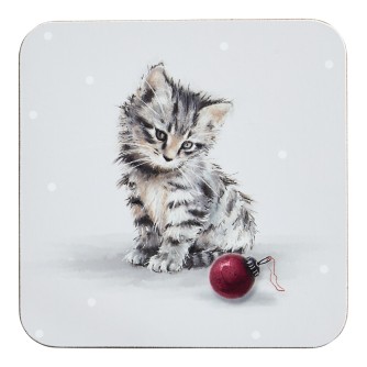 Playful Kitten Drinks Coasters