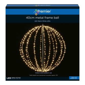 Premier Black Metal Lit Ball Decoration