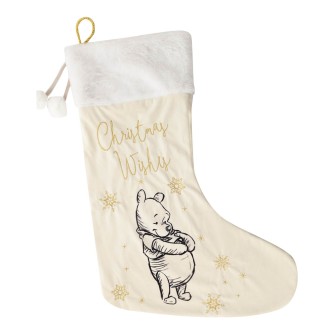 Disney Winnie the Pooh White & Gold Velveteen Christmas Stocking